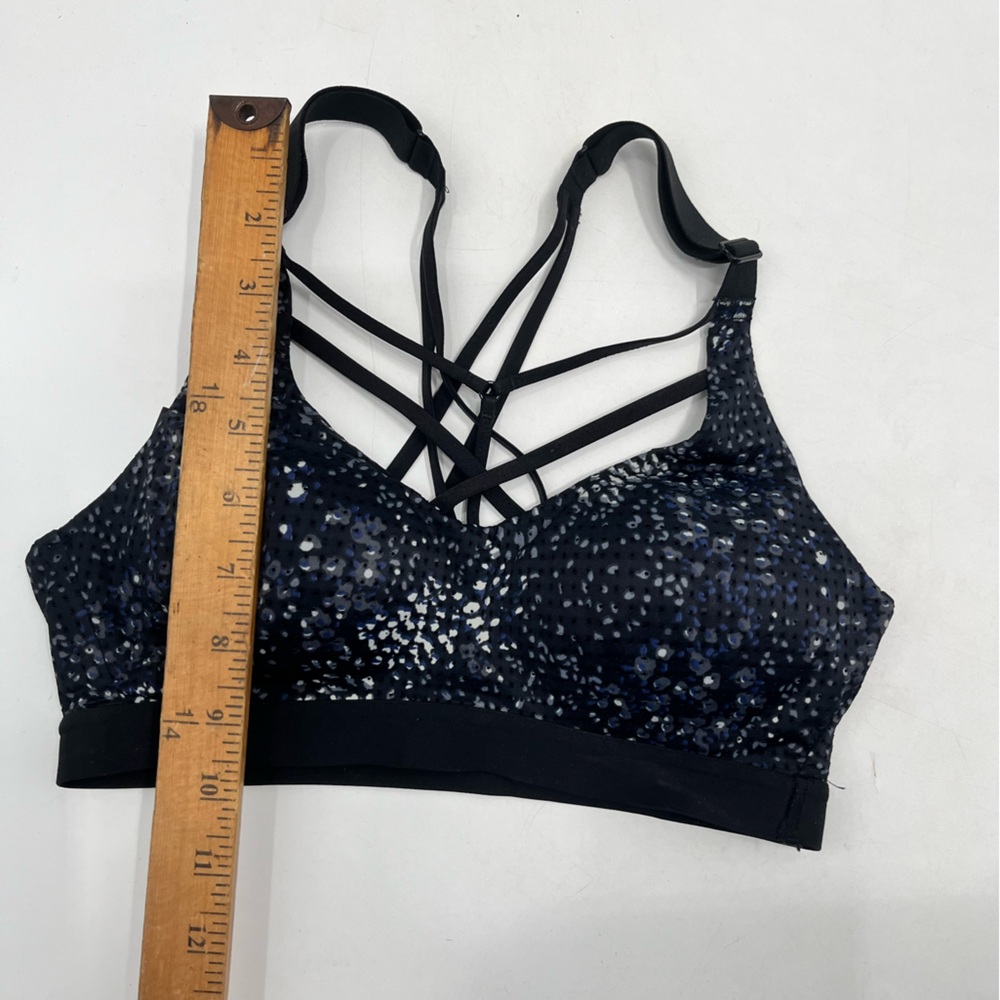 Victoria Secret Black Speckle Strappy Athletic Sports Bra Size 32 B - Picture 3 of 8
